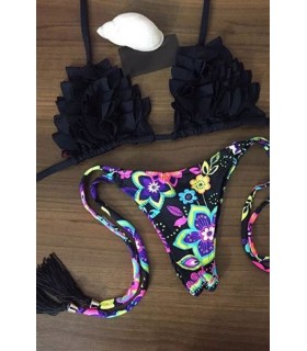 Black print pattern floral snarubikins