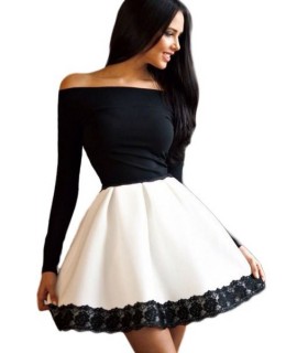Long sleeve lace-ed skater dress