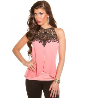 Koucla -red decorative embroidered chiffon phonclop