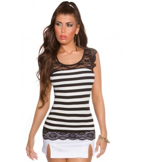 Koucla black striped shirt with lace