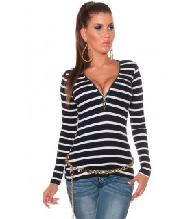 Koucla blue and white stripe shirt with XL zipper