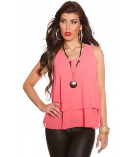 Koucla coral loose top with jewellery