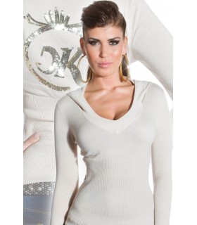 Koucla beige paljettikoristeinen huppari
