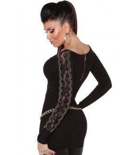 Koucla lace-decorated knit with rivets
