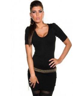 Koucla decorative embroidered short sleeve knit dress