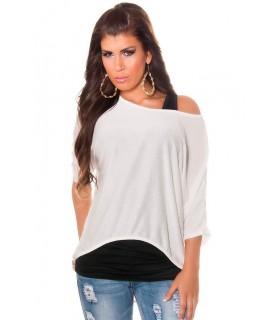 Koucla beige high low shirt + top