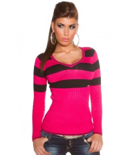 Koucla pink black v-track knit