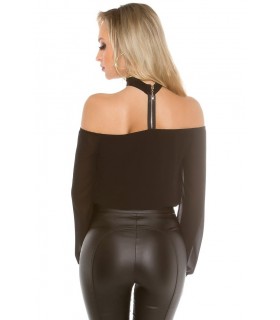 Koucla black choker chiffon blouse