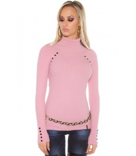 Koucla pink ribbing knit with buttons