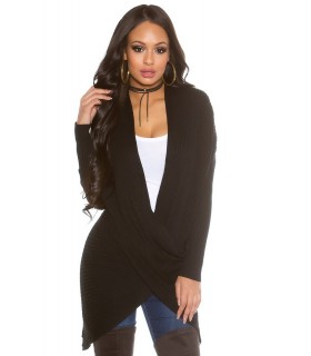 Koucla musta wrap-look neule