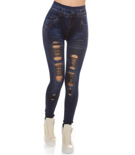 Koucla high-waisted denim leggings with slits