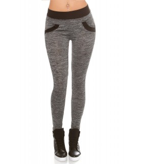 Koucla black-gray workout tights with pockets