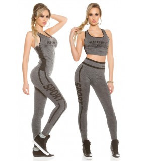 Koucla black grey SPORT top + tights