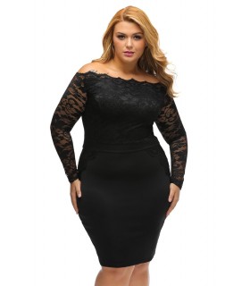 Musta off-shoulder pitsimekko (plus size)