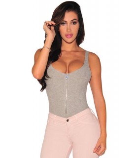 Grey ribbibody with zipper