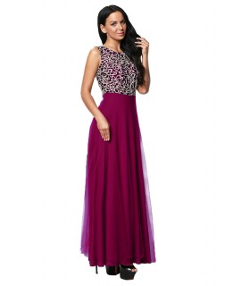 Purple decorative long party dress