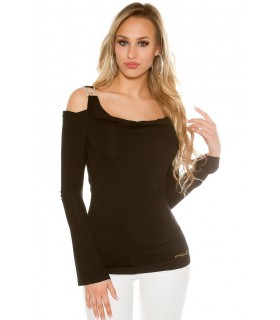 Koucla black rhine-stained shirt with shoulder shreds