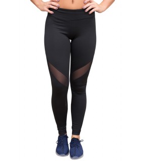 Black workout tights with mesh decorations