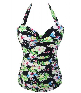 Floral pattern swimsuit (plus size)