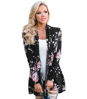 Black floral pattern cardigan