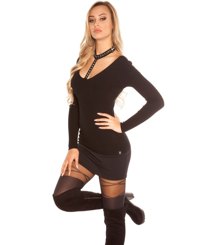 Koucla svart nitdekorerad choker sticka – kuva 4