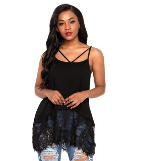 Black strap-ed top with lace