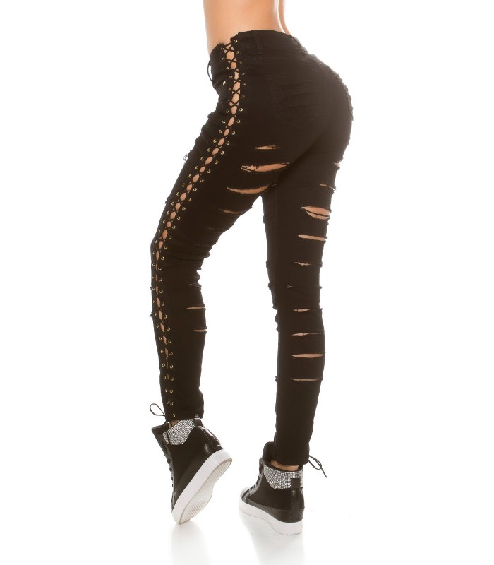 Koucla svarta rippade nickade jeans – kuva 3