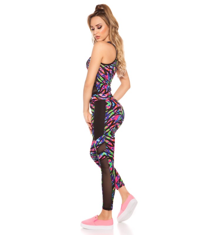 Färgglada rosa mesh träning tights + topp – kuva 2