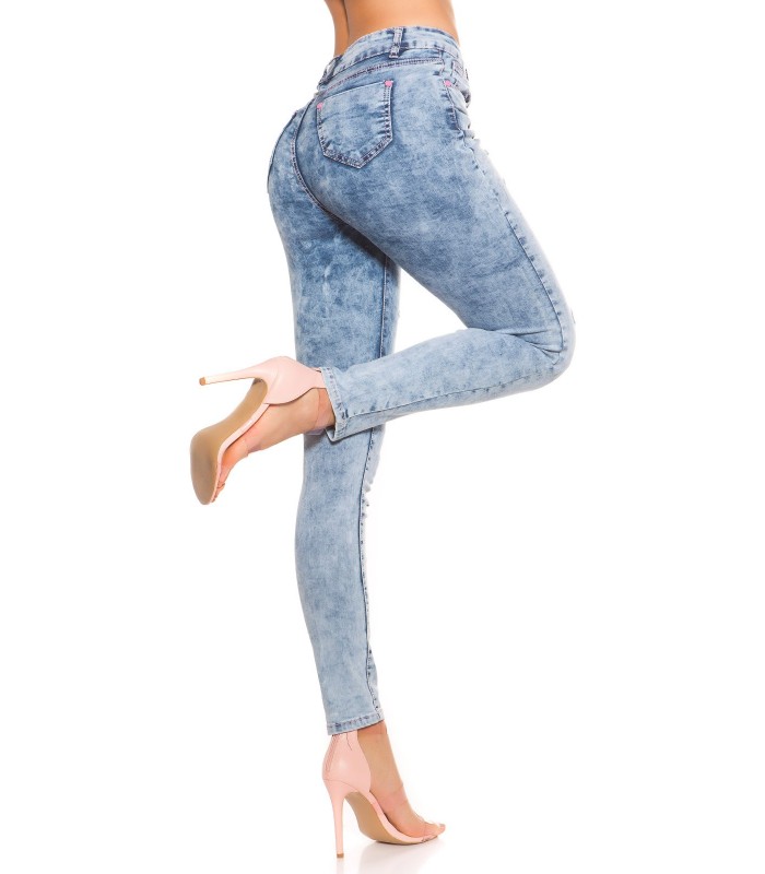 Koucla blå jeans med slitsar och fläckar – kuva 2