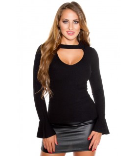 Koucla black choker knit with wide sleeves