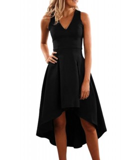 Black high low v party dress