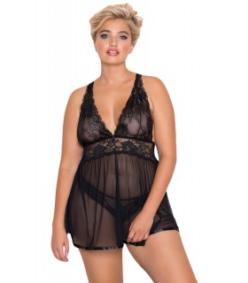 Black babydoll with lace (plus size)