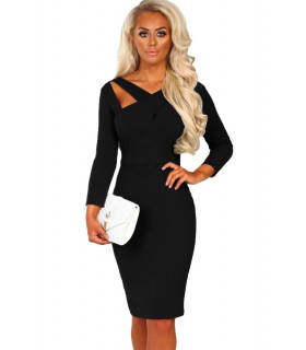 Black crossover dress with slits [LAST CHANCE]