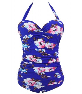 Blue floral pattern swimsuit