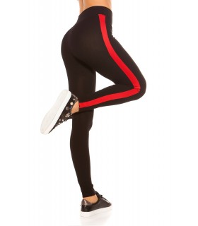 Black red striped leggings