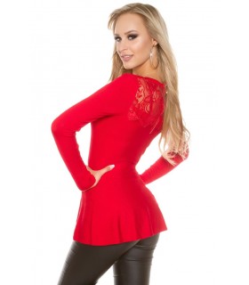 Koucla röd spetsorned peplum sticka [SISTA CHANSEN]