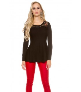 Koucla svart spetsorned peplum sticka [SISTA CHANSEN]