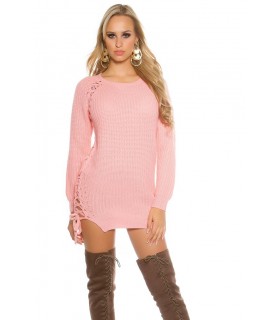 Koucla pink loose sweater with strings