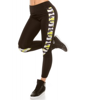 Black yellow pattern workout tights