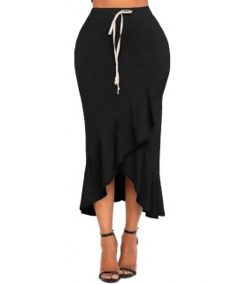 Black ruffled midihame