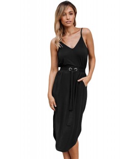 Black sweat dress with waist reserve