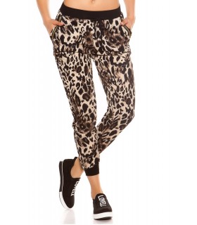 Leopard print zip-ornamental bottoms