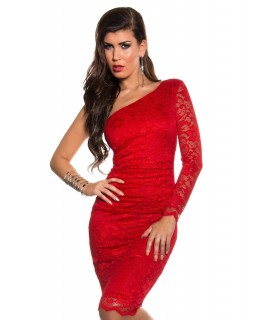 Koucla red one-sleeved lace-up dress [LAST CHANCE]