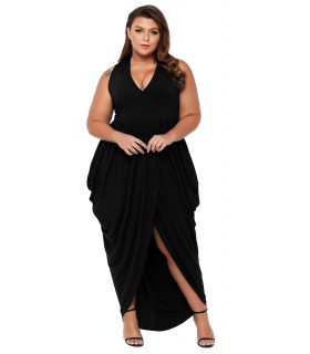 Musta high low v-maksimekko (plus size)