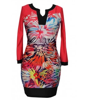 Red Print Patterned Dress