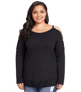 Black nodded sleeve shirt (plus size)