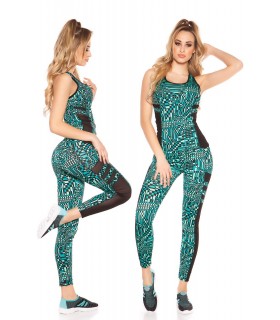 Mint print pattern mesh workout tights + top [LAST CHANCE]