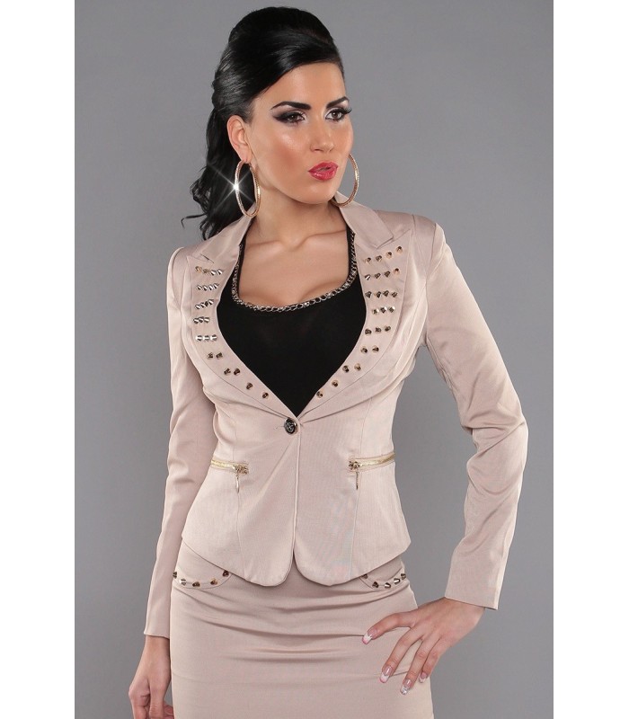 Koucla beige nitfläckad kavaj
