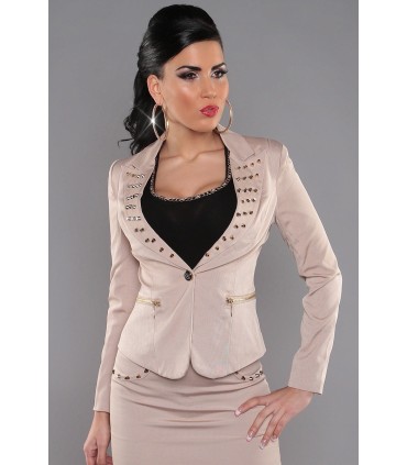 Koucla beige nitfläckad kavaj