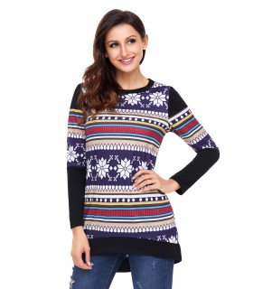 Colorful print pattern high low shirt [LAST CHANCE]